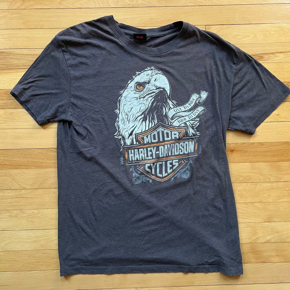 Harley Davidson Motorcycles T-Shirt Size Large Nashville TN Eagle Biker Gray